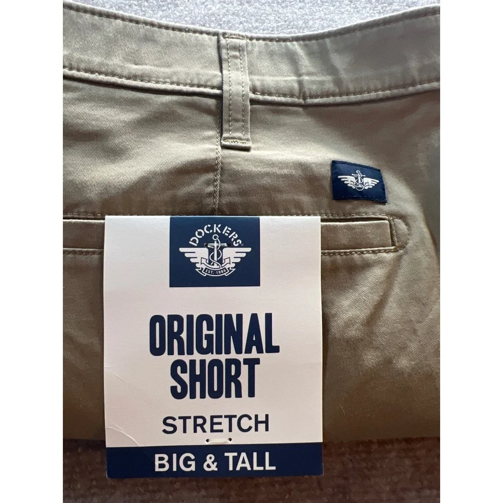 Dockers Original Short Mens 56 Khaki Tan Stretch Flex Comfort Big & Tall New